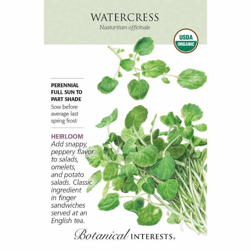seed pack with drawing of watercress plants