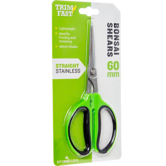 image of pruning shears with stainless steel blades and bright lime green and black handles