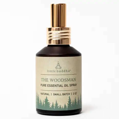 image of brown glass spray bottle with gold top and tan label