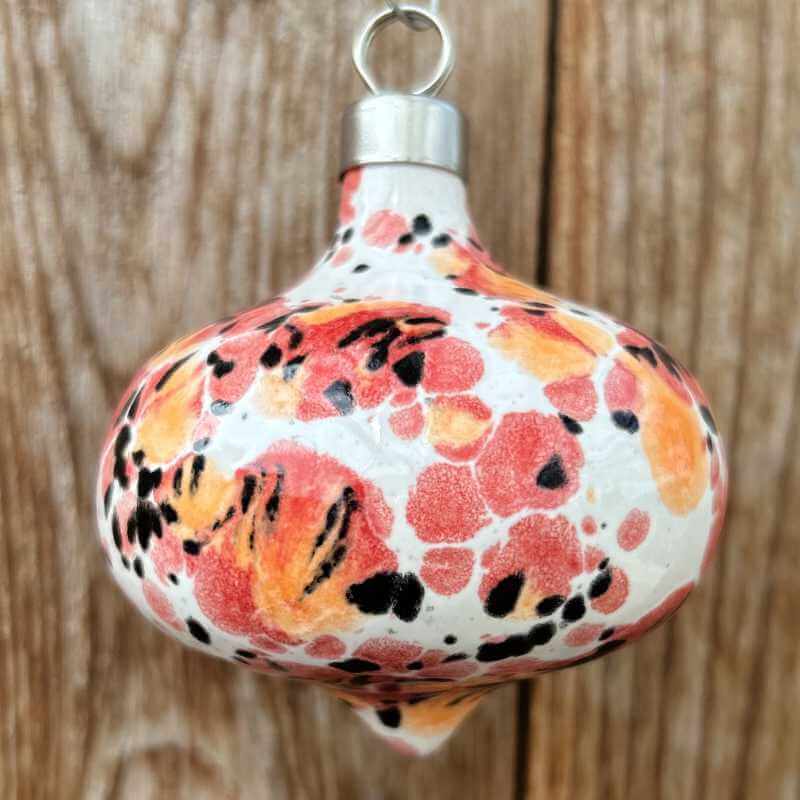 onion shaped ceramic ornament in aqua color