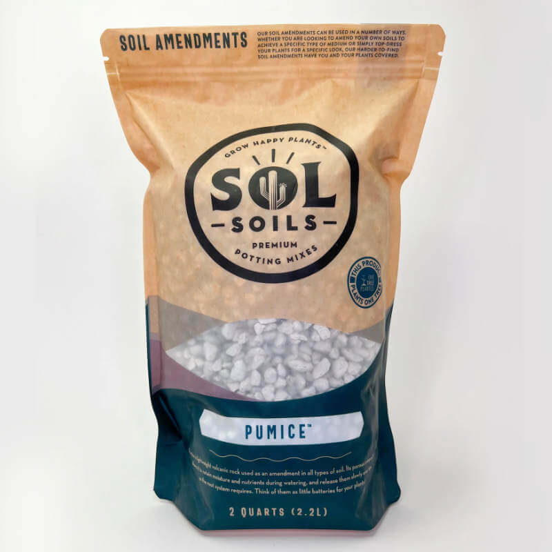 image of a bag with tan upper portion and sol soils logo, with a small window in the middle showing the product, and a green bottom section