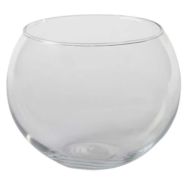 image of a clear globe shaped glass container with open top