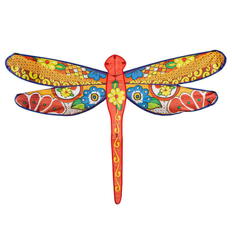 image of dragonfly shaped kite in multicolor design