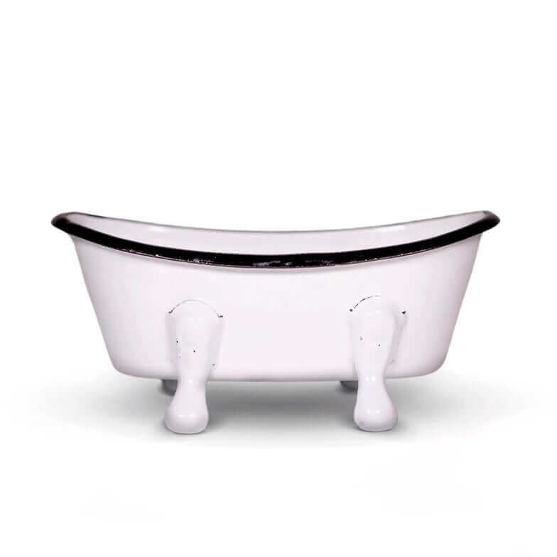 image of soap dish that looks like a white claw foot bathtub