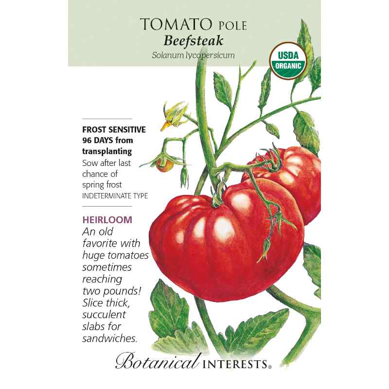 Seed pack with drawing of large red beefsteak tomatoes