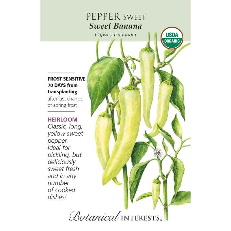 seed pack with drawing of banana peppers on vine