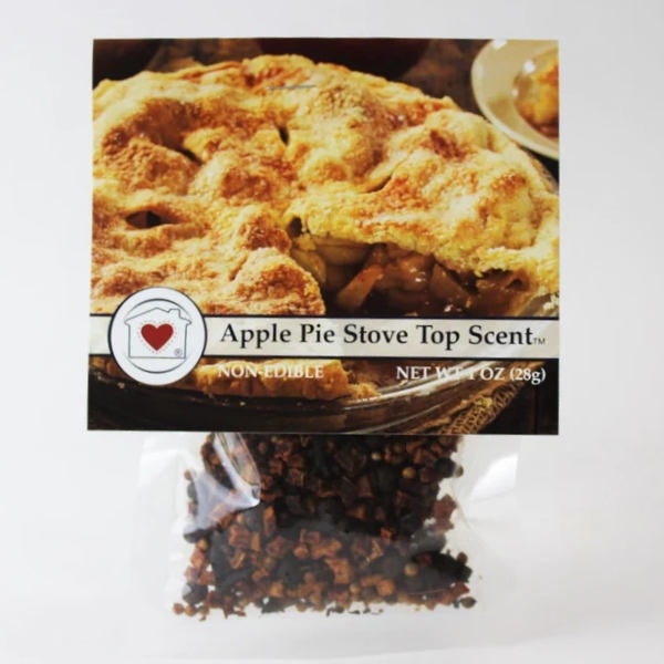 image of package with many dried spices and the label with a photo of an apple pie with one piece cut out of it