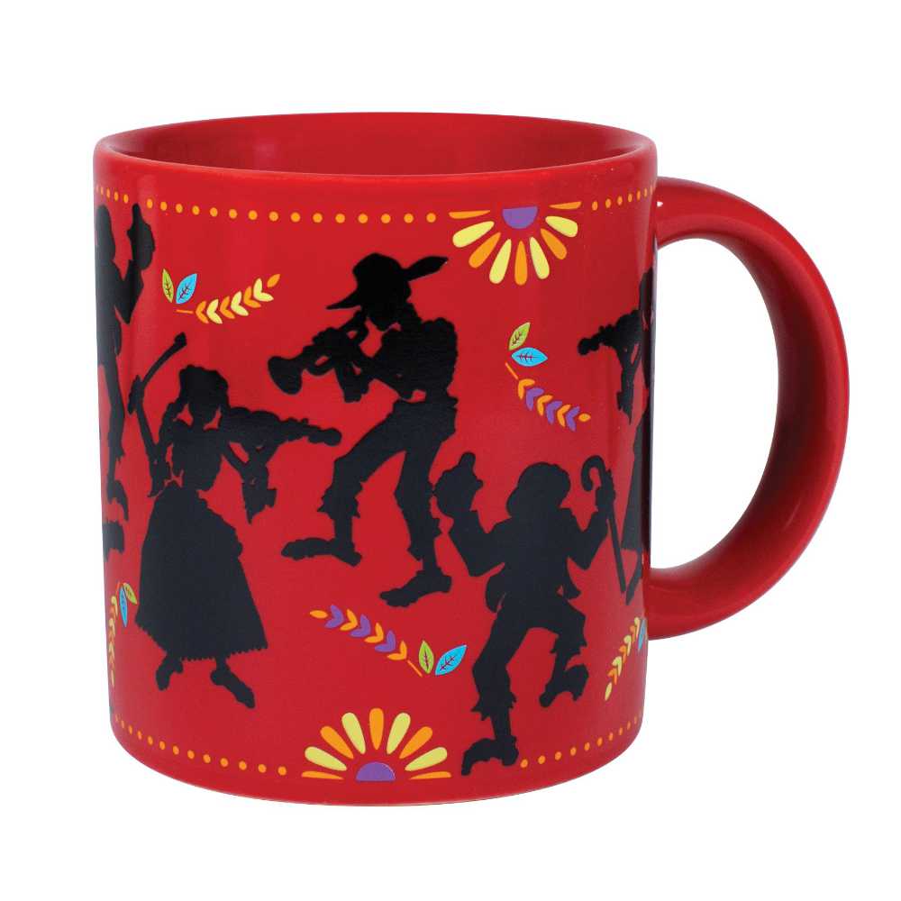 right side of the mug without hot liquid in it showing black silhouettes