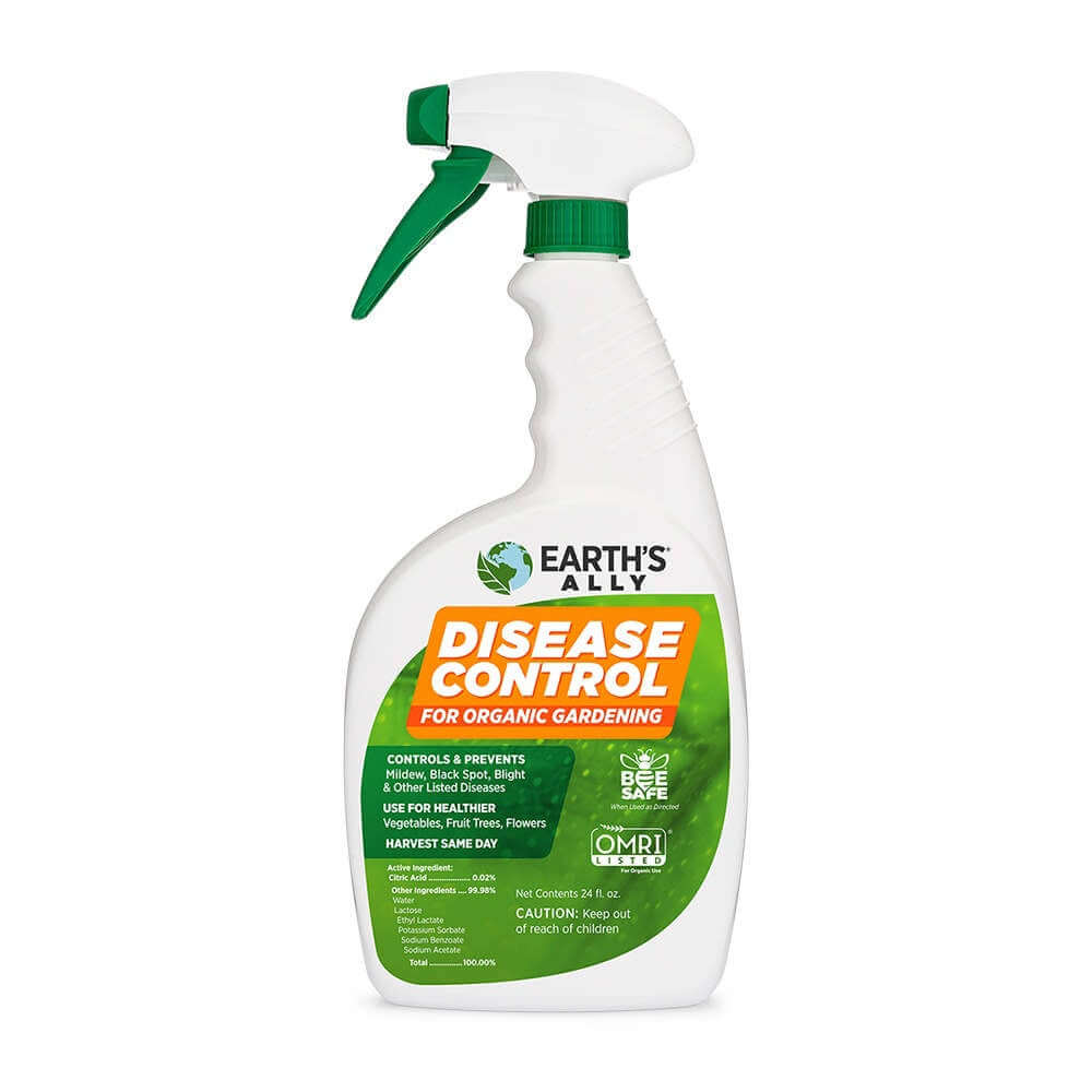 image of white spray bottle with earth's ally disease control written on the front 