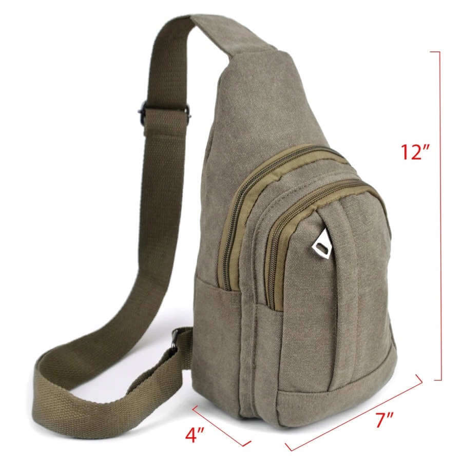 image of canvas bag in tan color with adjustable strap