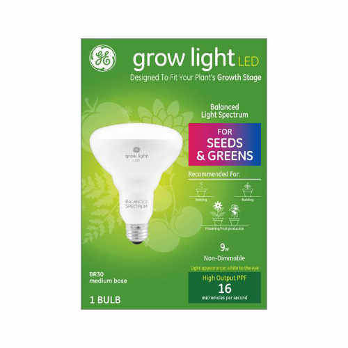grow light bulbs GE BR30 Grow Light with Balanced Spectrum Seeds & Greens LED Light Bulb Clear