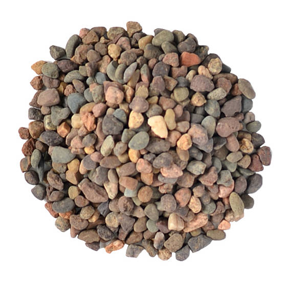 circle of river gravel on white background