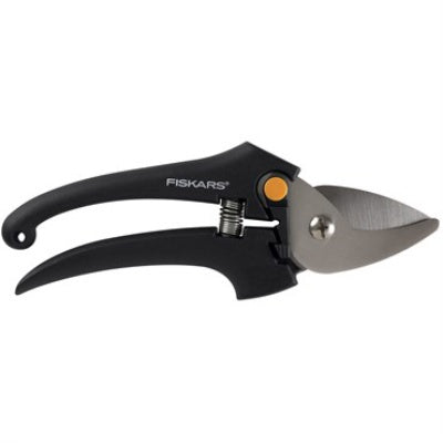 pruners with black handles and stainless steel blades