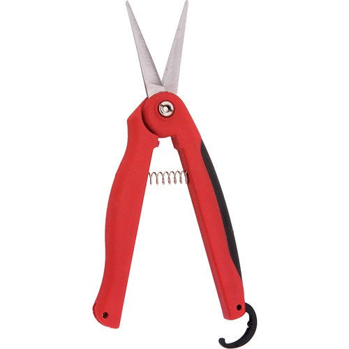 small pruner with red and black plastic handles