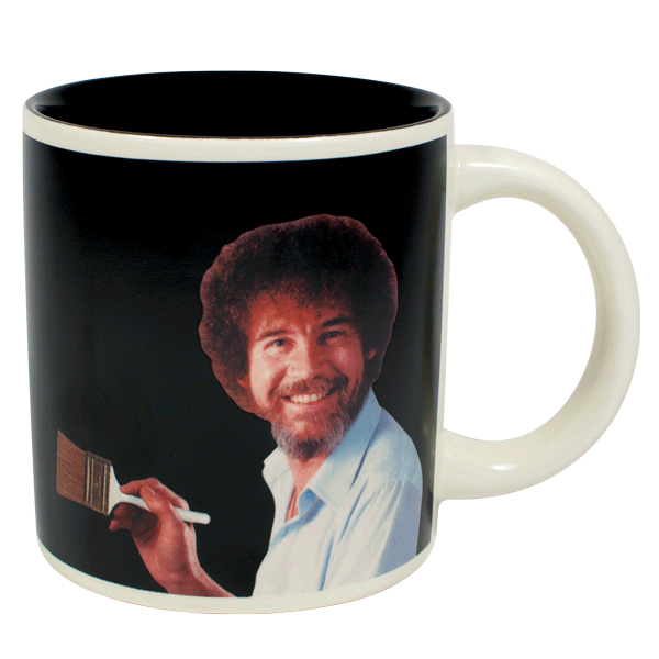 a gif of the front of the mug showing the transformation from black to a landscape painting