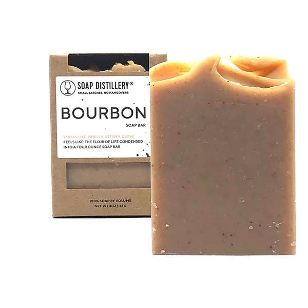 creamy brown soap shown in box and outside of box