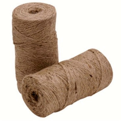image of two rolls of natural color jute twine, one standing on end and one laying down