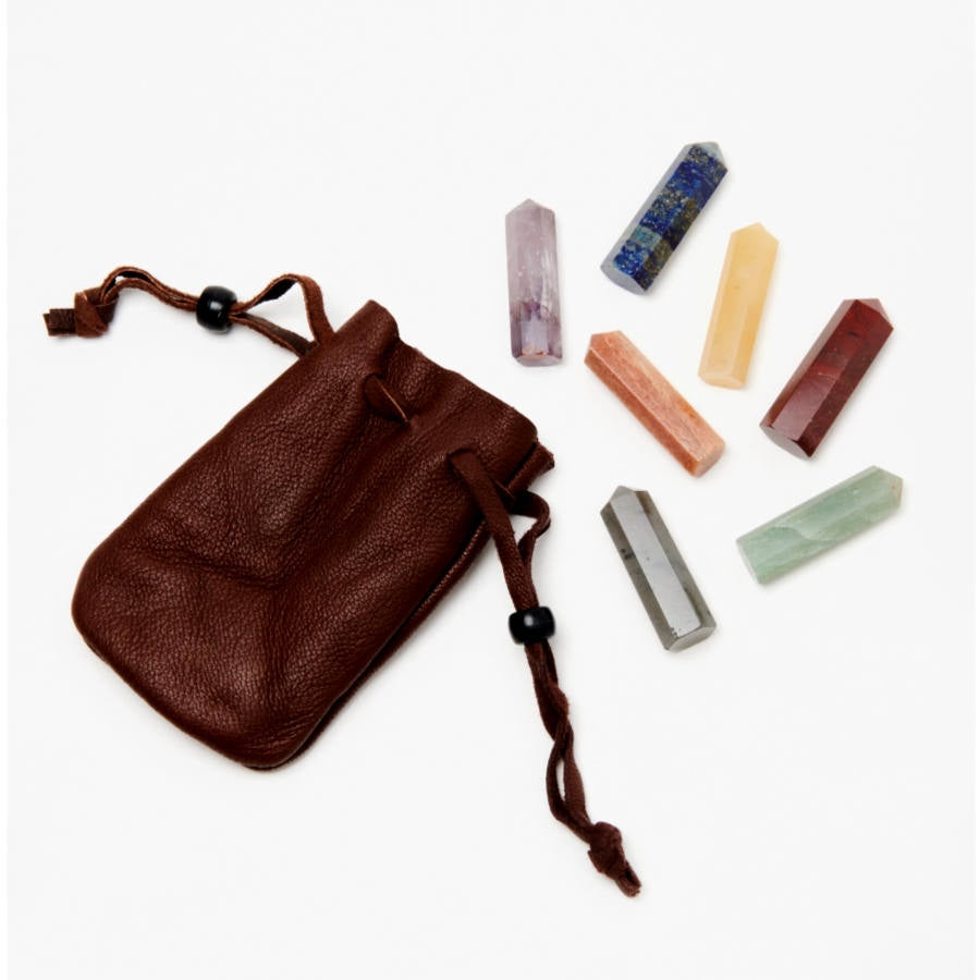 Chakra Crystal Towers Set with Leather Pouch