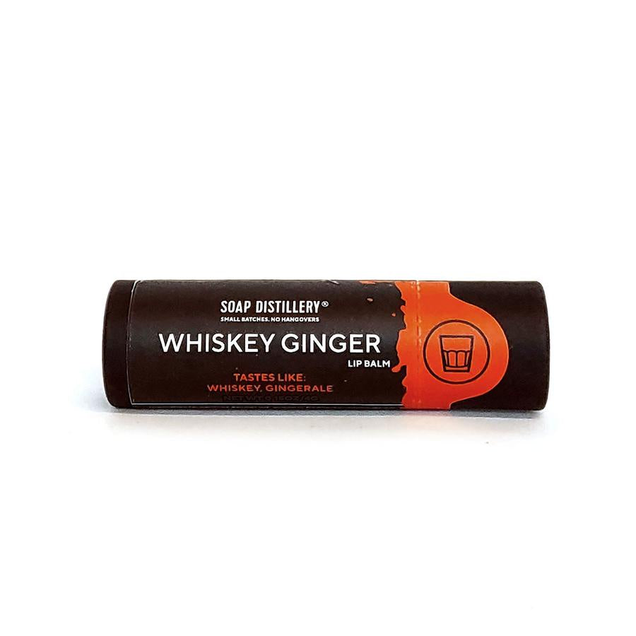brown and orange tube with "whiskey ginger" and soap distillery logo on label