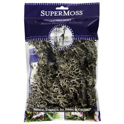 plastic bag with purple label and lichen moss inside bag