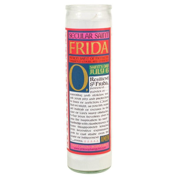 Frida Kahlo Secular Saint Candle front view