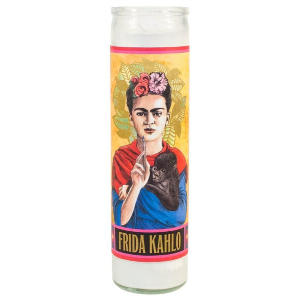 Frida Kahlo Secular Saint Candle front view