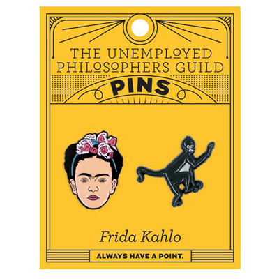 Frida Kahlo &amp; Monkey Set of Enamel Pins display card