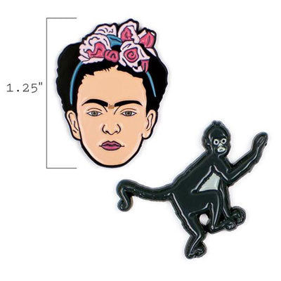 Frida Kahlo &amp; Monkey Set of Enamel Pins