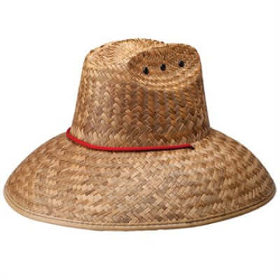 image of natural woven hat with a curved brim 