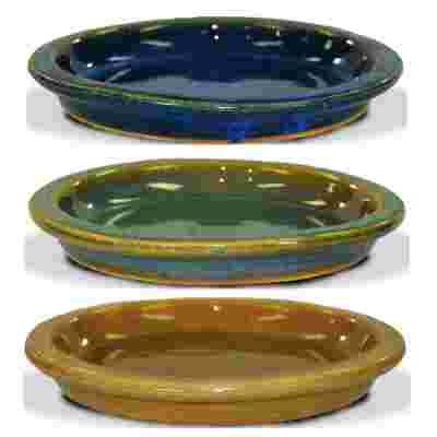 6 inch Malaysian ceramic saucer in blue, green and gold