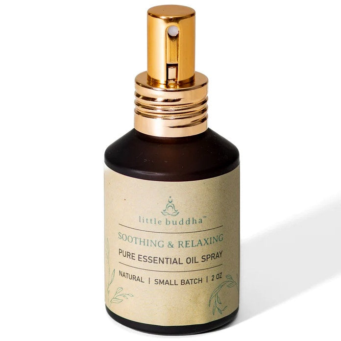 image of brown glass bottle with gold top spray and tan label
